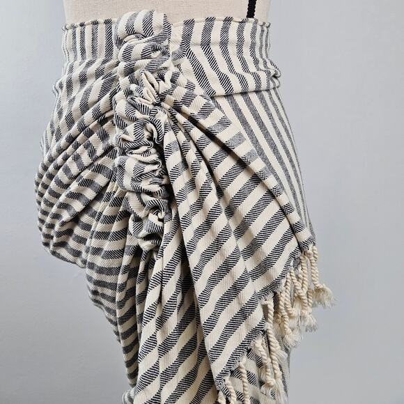 Just Bee Queen Women's Tulum Striped Fringed Vacation Asymmetrical Skirt | XS - Picture 5 of 14